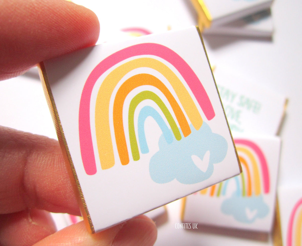 Rainbow party personalised chocolate favours