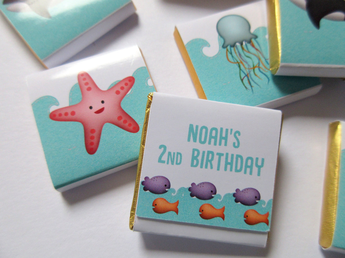 Personalised Under the Sea Party Favours, Ocean chocolates party bag fillers