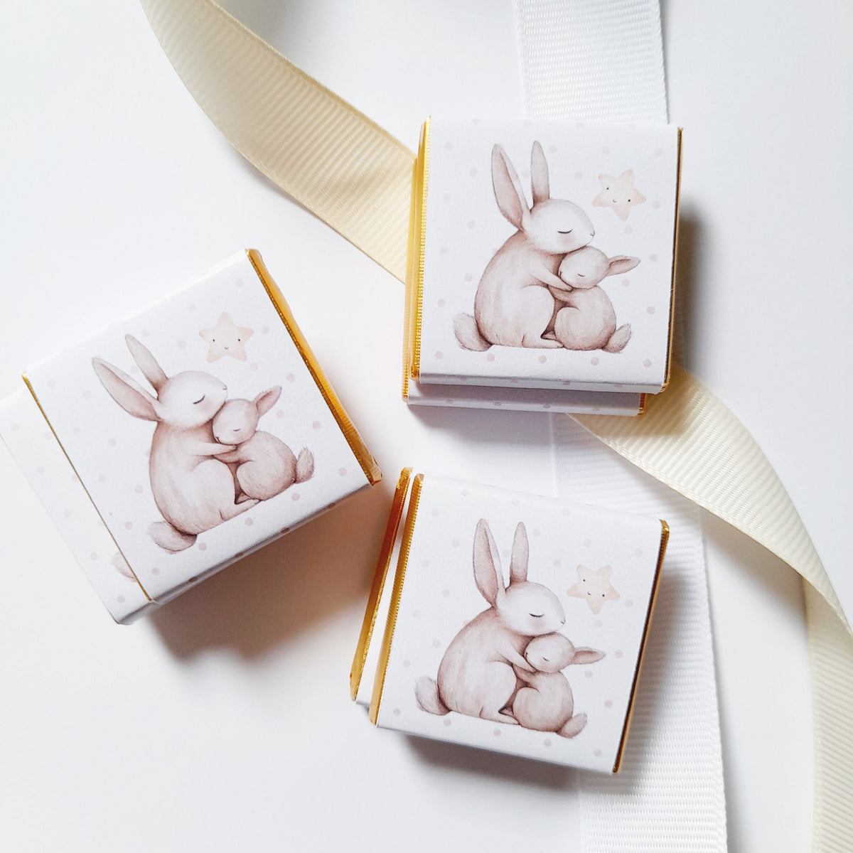 Personalised Mum and Baby Bunny Chocolates – Custom Baby Shower Favours