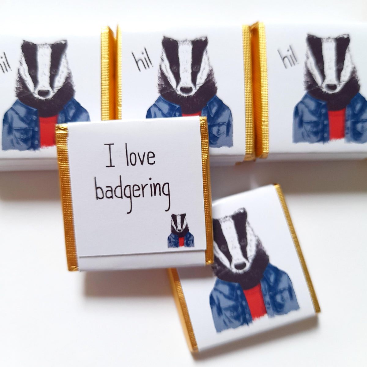 Personalised Badger Chocolate Favours – British Wildlife Birthday Treats