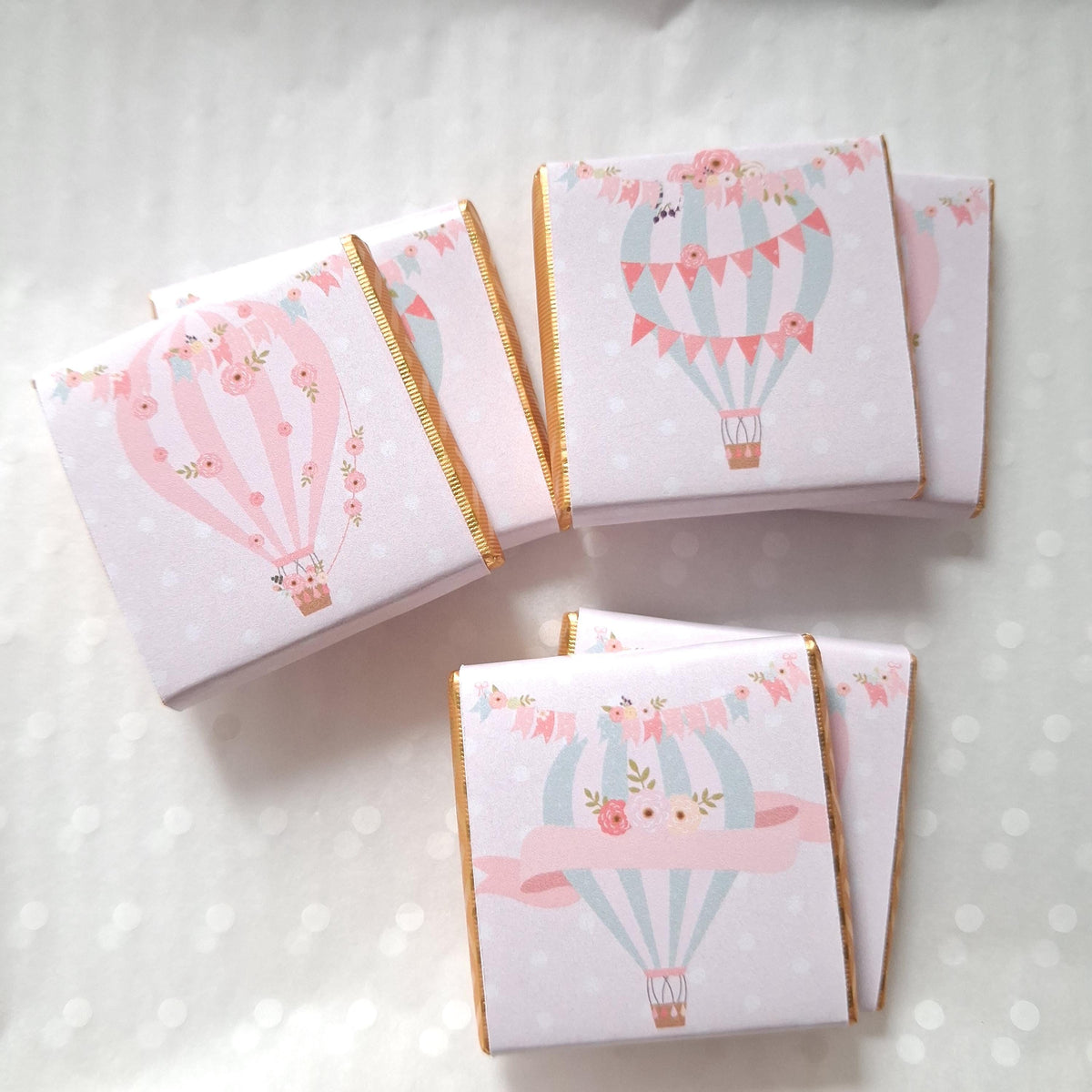 Personalised Hot Air Balloon Chocolates – Baby Shower Guest Favours, Adventure Awaits Treats