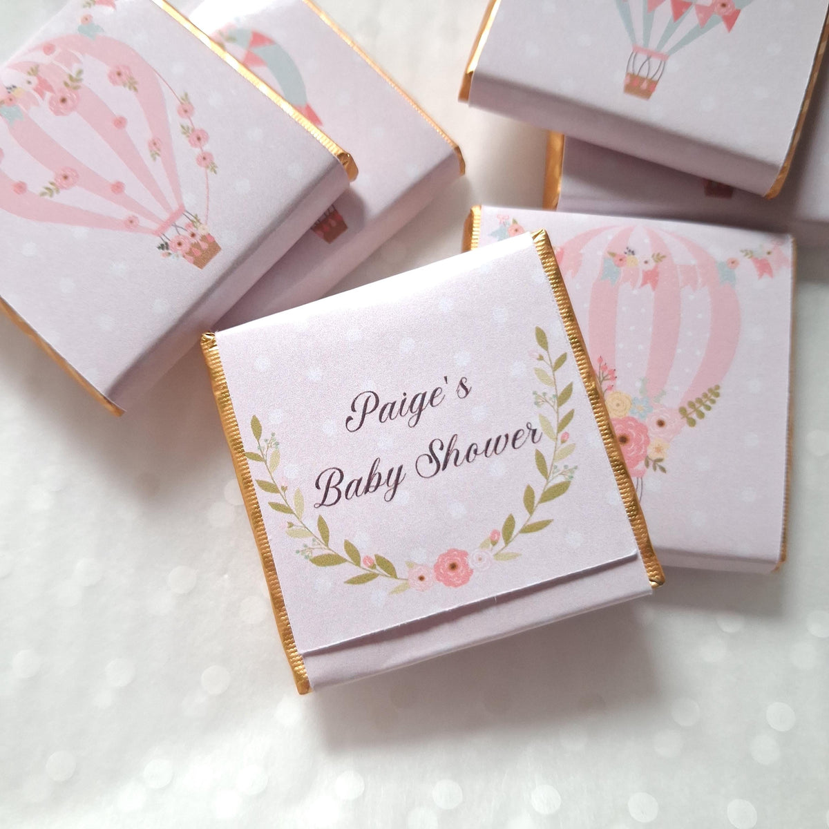 Personalised Hot Air Balloon Chocolates – Baby Shower Guest Favours, Adventure Awaits Treats