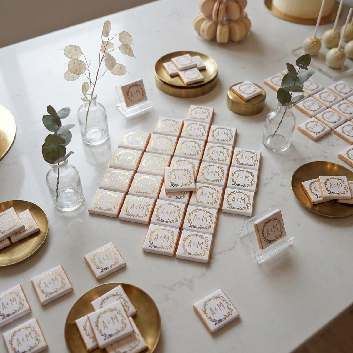 Personalised Wedding Botanical Wreath Chocolates – Engagement Party Favours