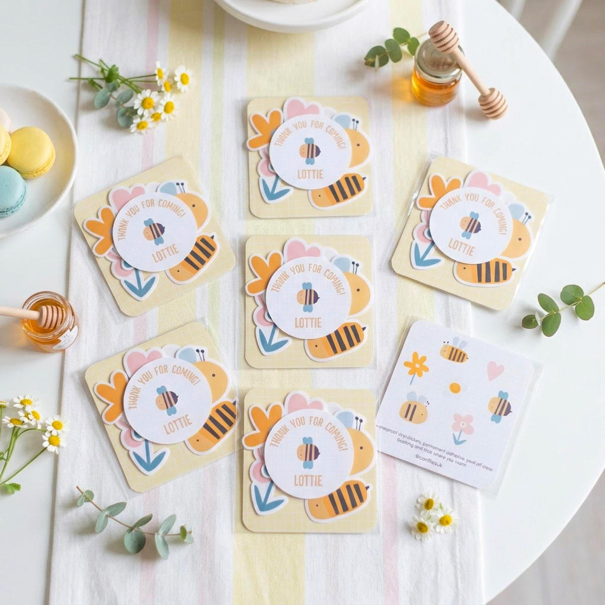 Personalised Bumblebee Vinyl Stickers Party Bags, Custom Bee Birthday Favours