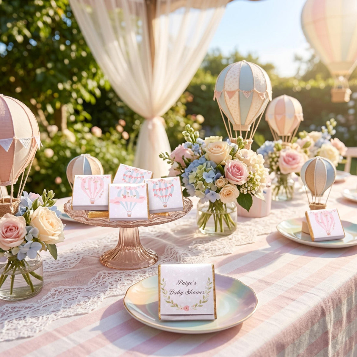 Personalised Hot Air Balloon Chocolates – Baby Shower Guest Favours, Adventure Awaits Treats