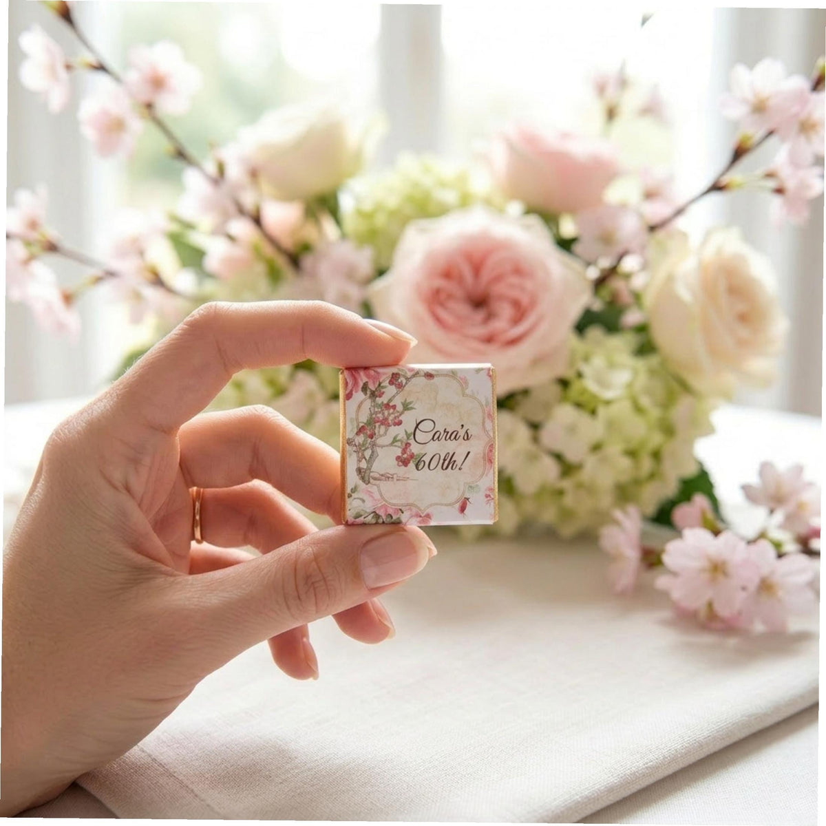 Personalised Rose Birthday Party Favours - Floral Chocolate Treats - Custom Guest Gifts - Party Bags Fillers