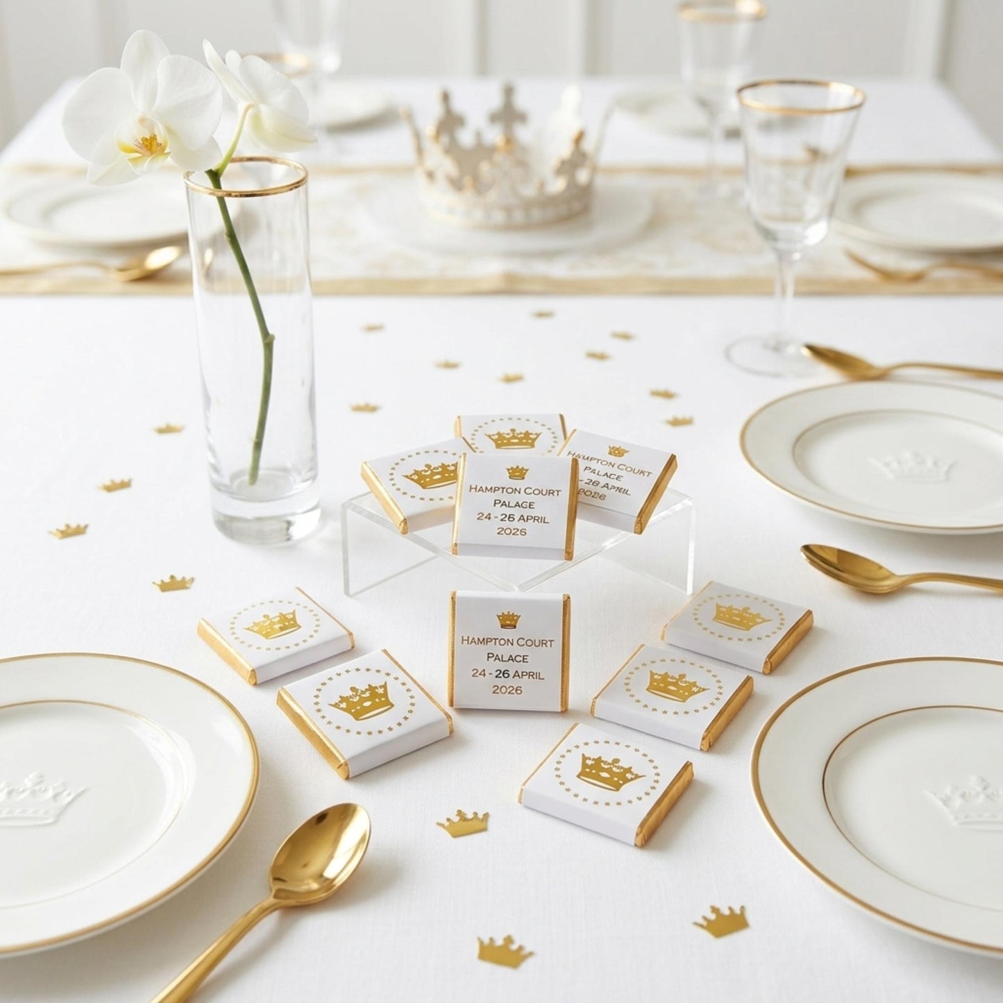 Personalised Crown Chocolates – Prince Princess Birthday Party Favours (Gold Foil)