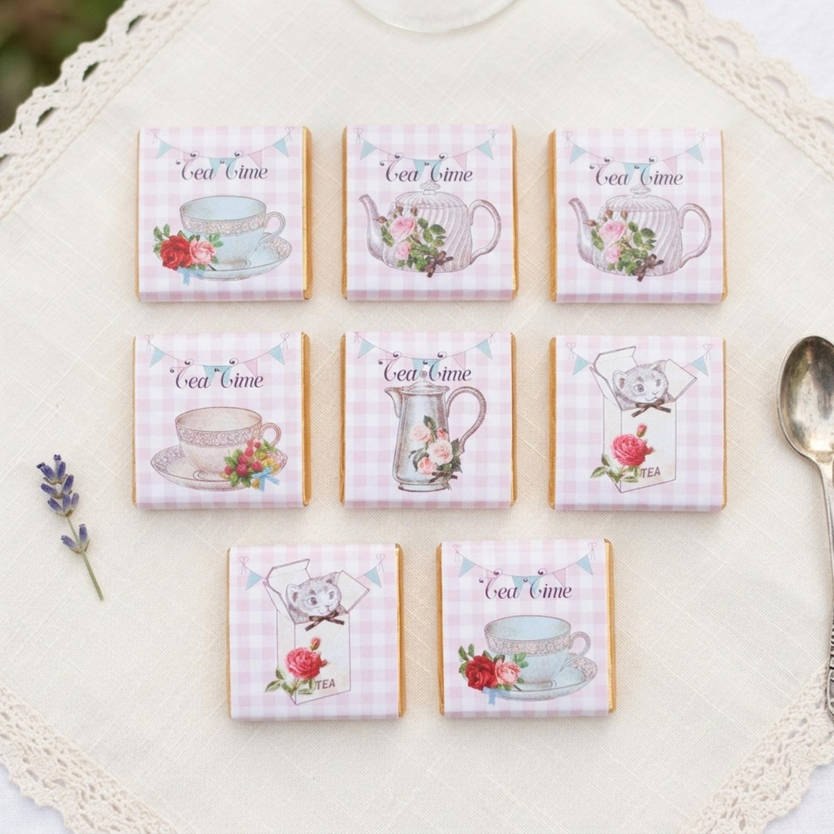 Personalised Tea Time Chocolates – Afternoon Tea Party Favours, Birthday Treats