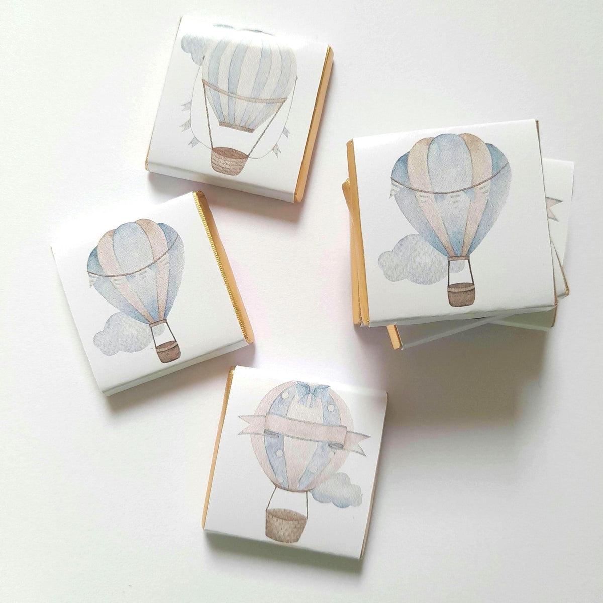 Personalised Baby Boy Shower Favours - Blue Hot Air Balloon Chocolate Treats - Custom Adventure Awaits Guest Gifts - Little Man Party Bags