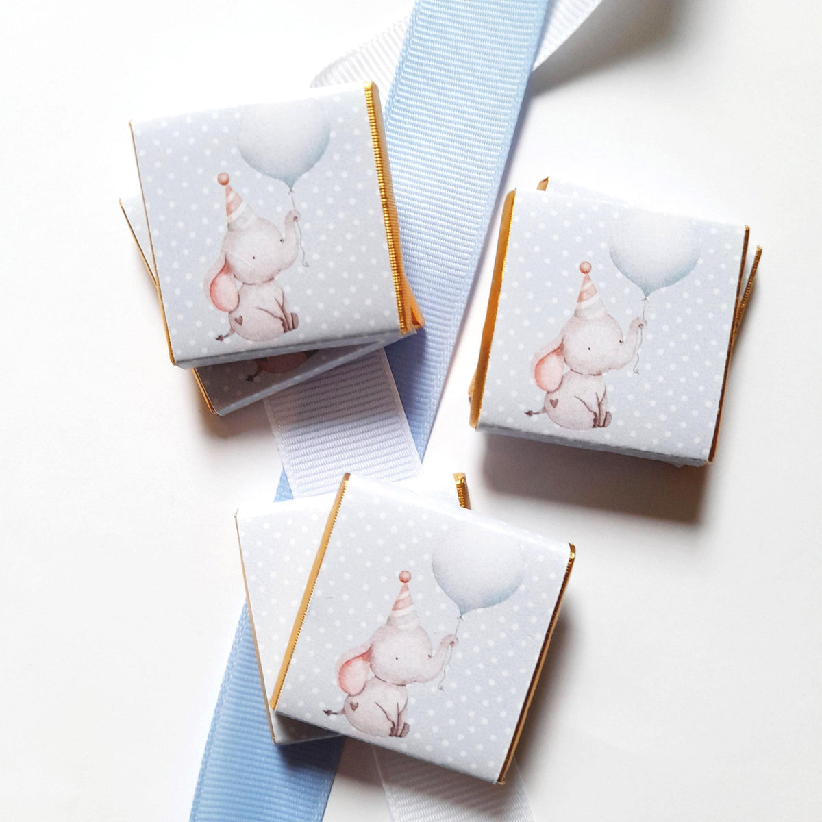Personalised Elephant 1st Birthday Favours – Elephant Baby Boy Party Treats
