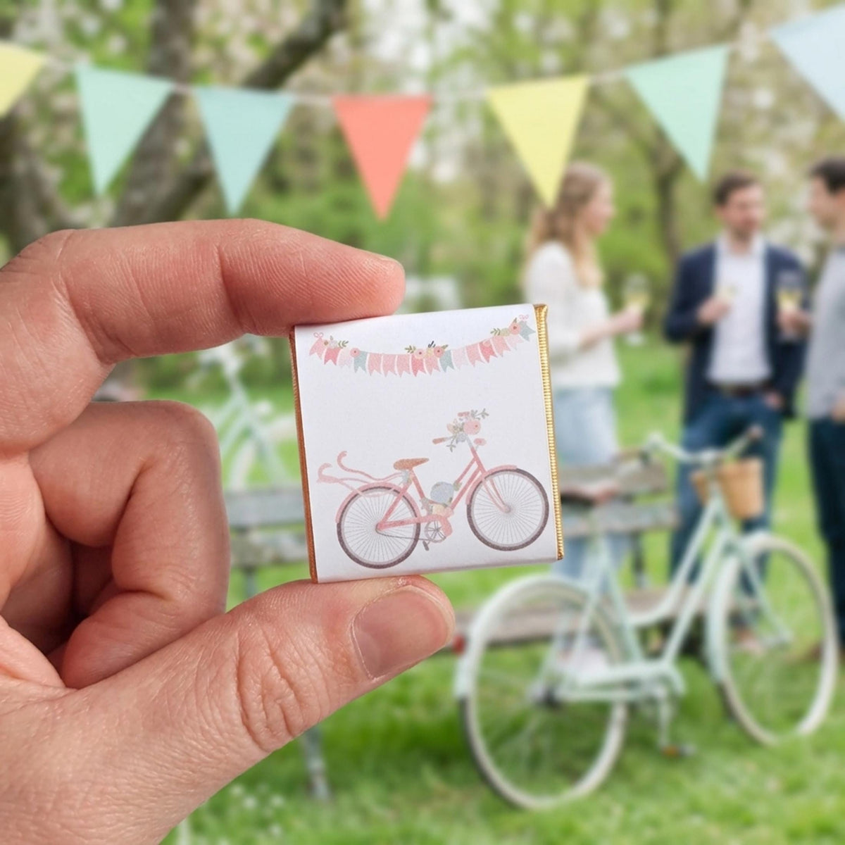 Personalised Floral Bicycle Chocolates – Spring Garden Party Favours