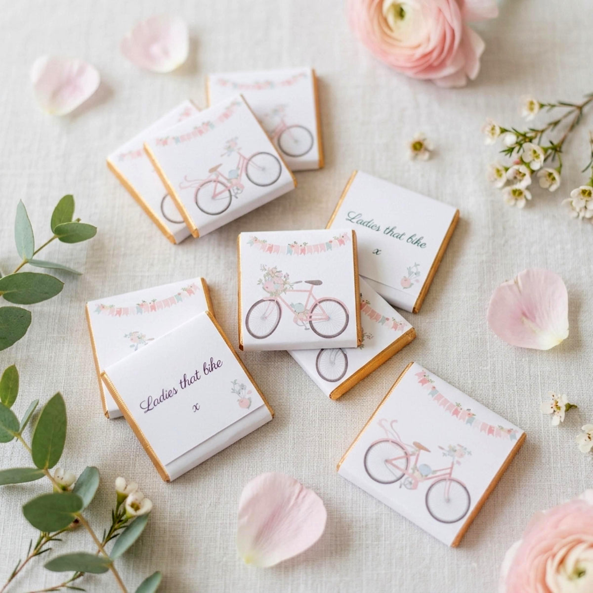 Personalised Floral Bicycle Chocolates – Spring Garden Party Favours