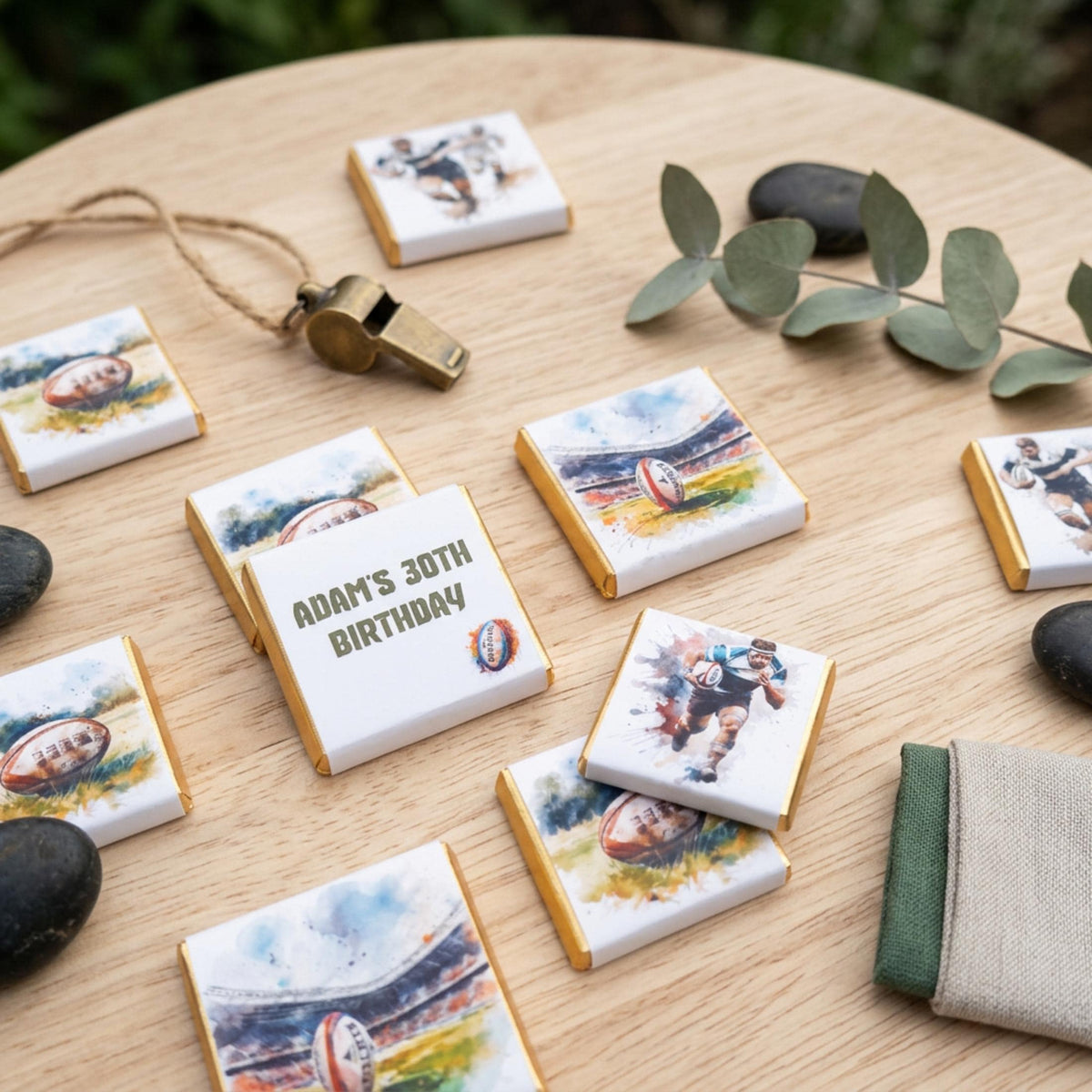 Personalised Rugby Player Chocolates – Custom Birthday Party Favours