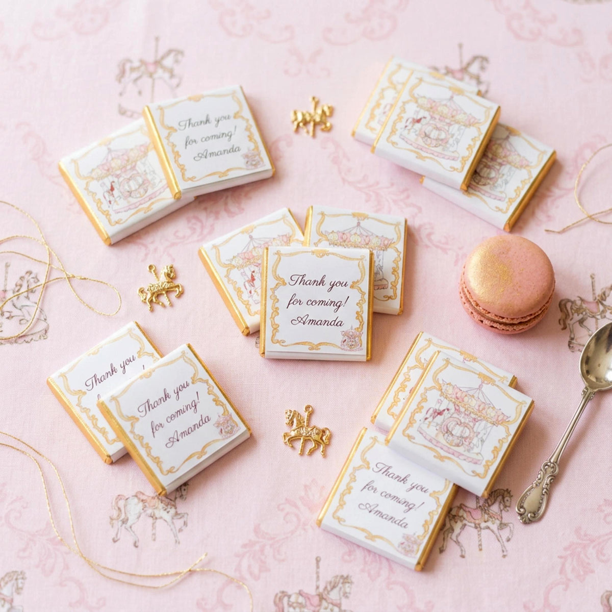Personalised Pink Carousel Chocolate Favours – Girls Birthday Party Bag Fillers