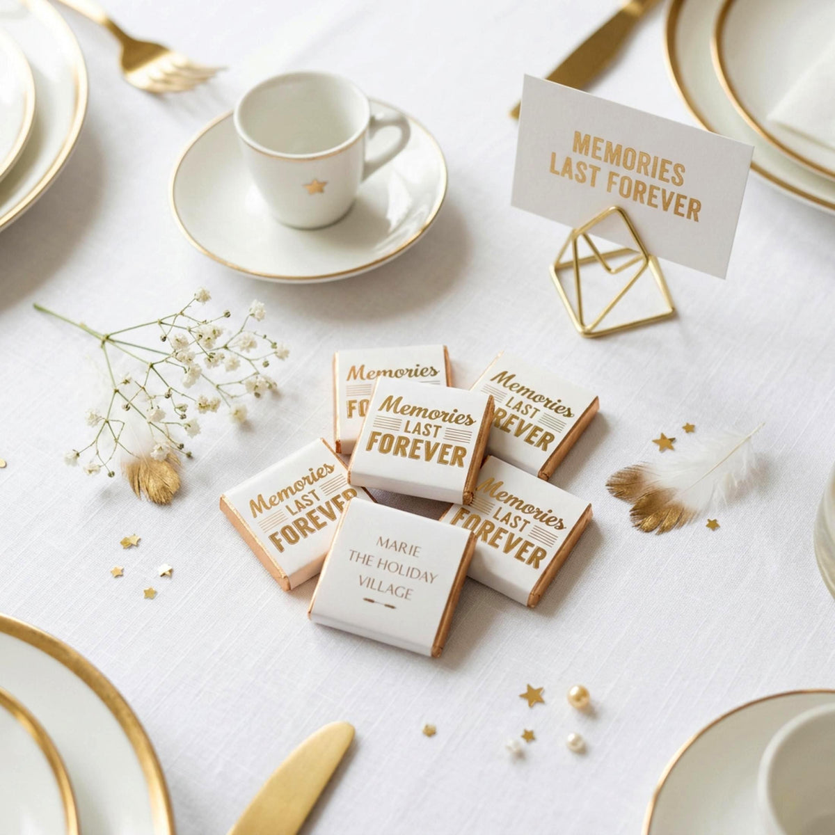 Personalised Gold Foil Wedding Chocolates – Anniversary Guest Favours, Celebration Treats