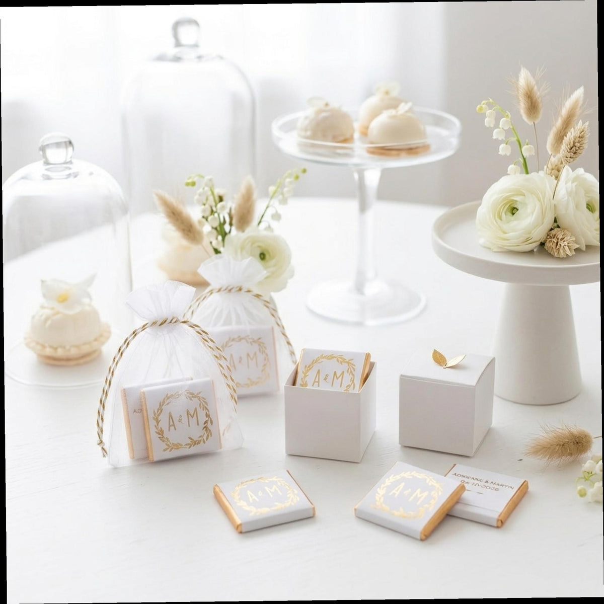 Personalised Wedding Botanical Wreath Chocolates – Engagement Party Favours