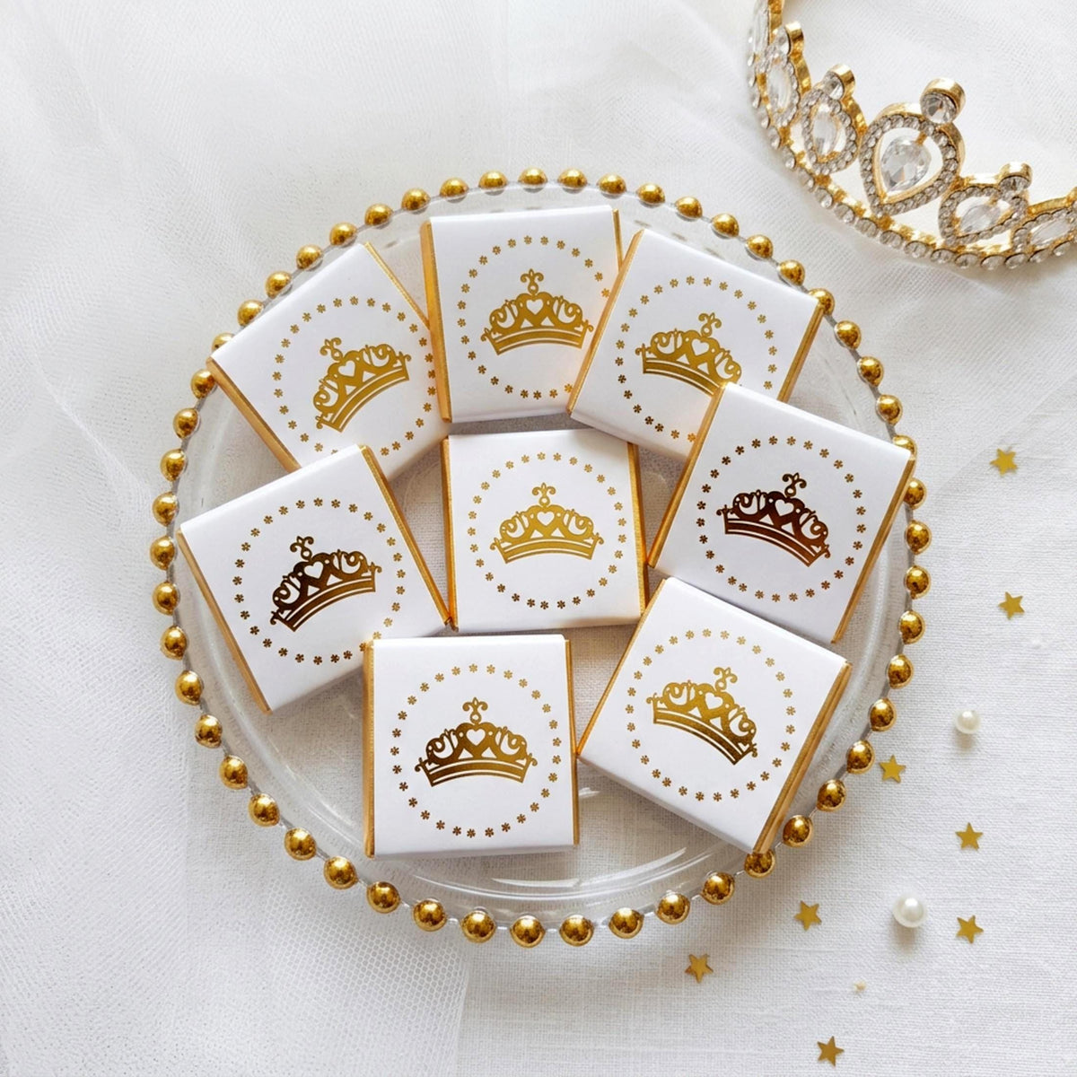 Personalised Princess Tiara Party Favours – Girls Birthday Treats Gold Foiled