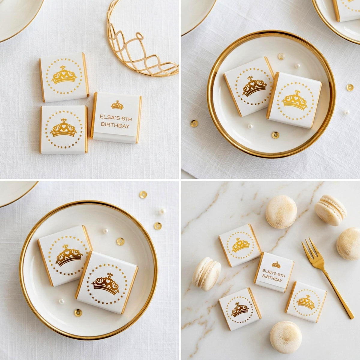 Personalised Princess Tiara Party Favours – Girls Birthday Treats Gold Foiled