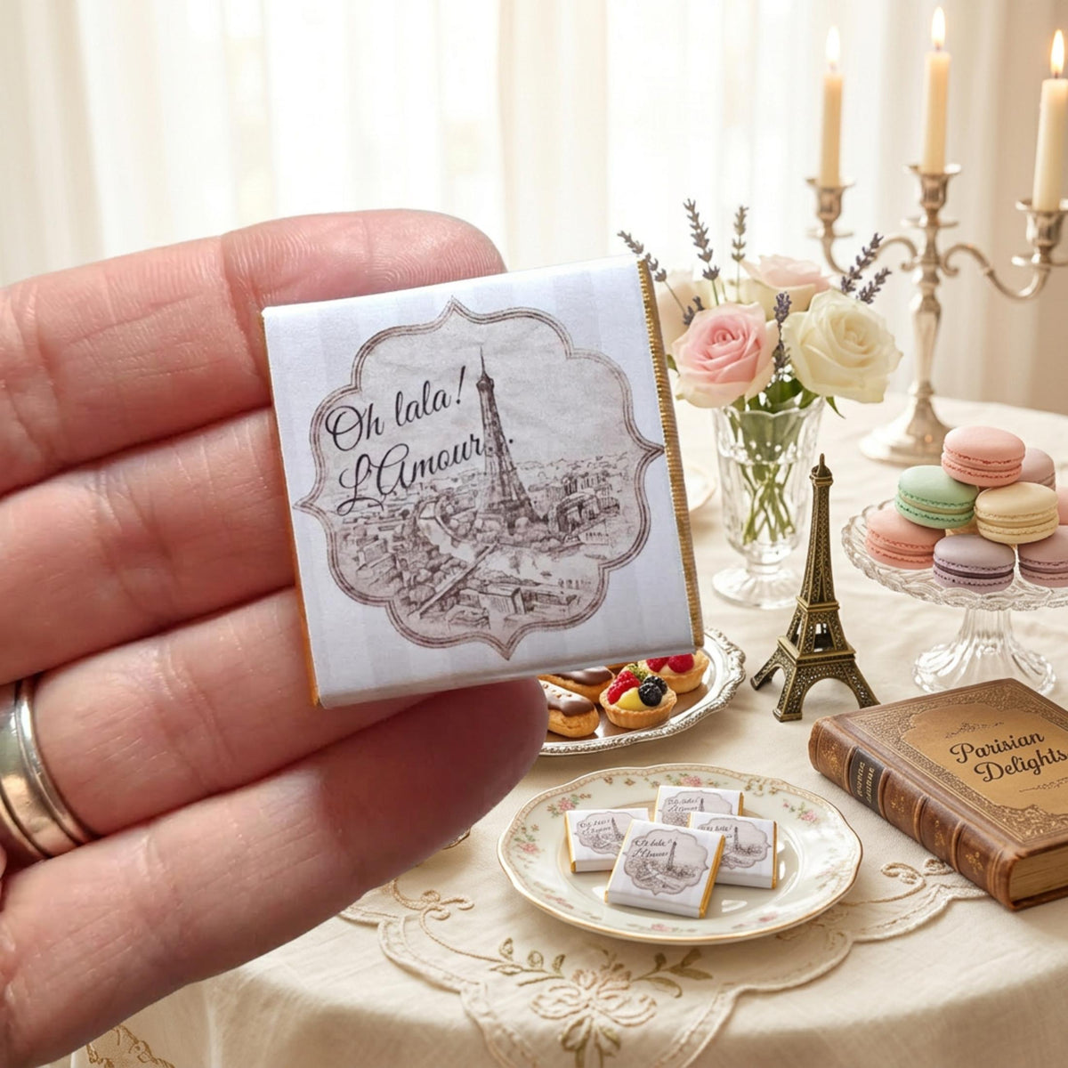 Personalised Eiffel Tower Party Favours – French Travel Wedding Chocolates