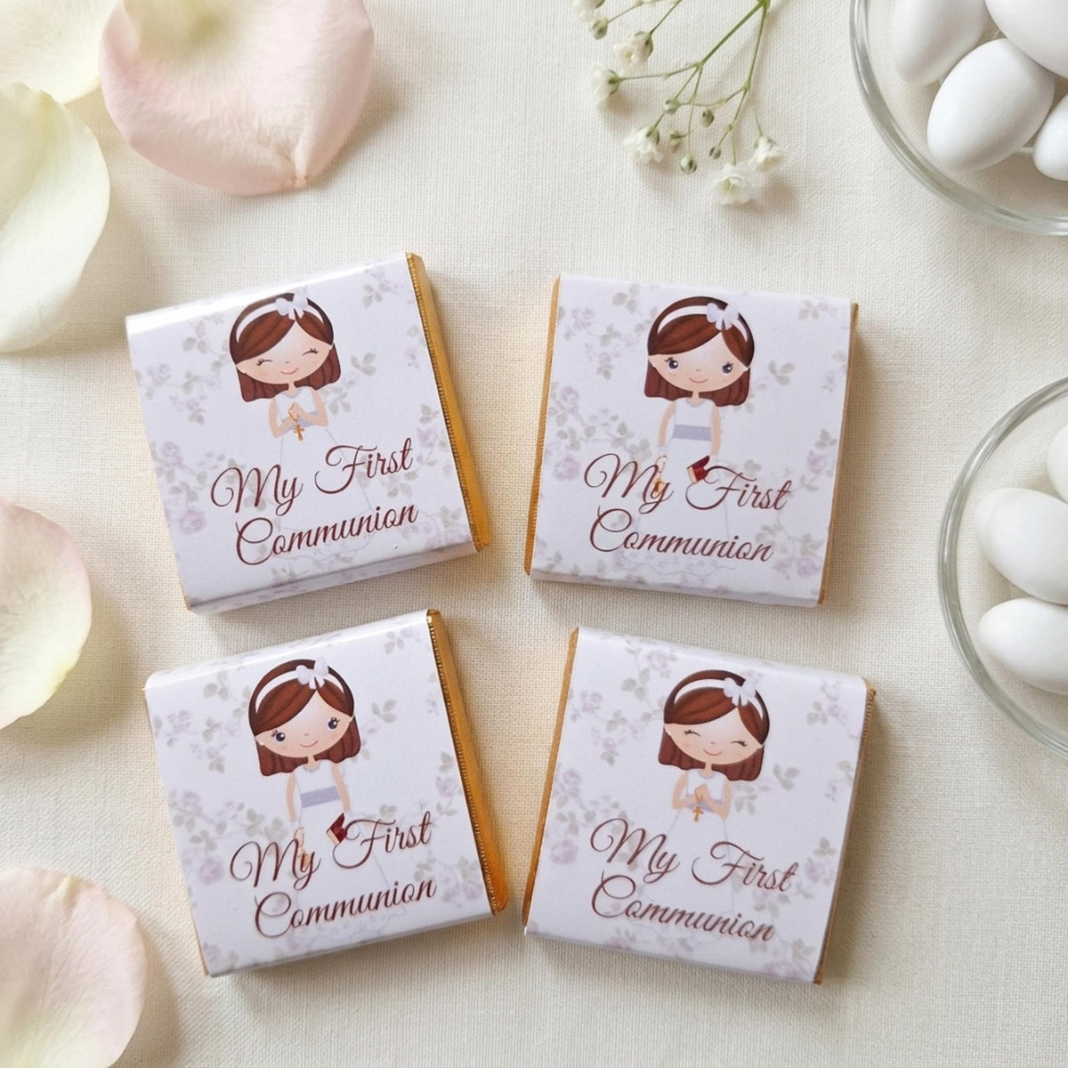 Personalised First Holy Communion Chocolate Favours – Girls Religious Treats, Party Gifts