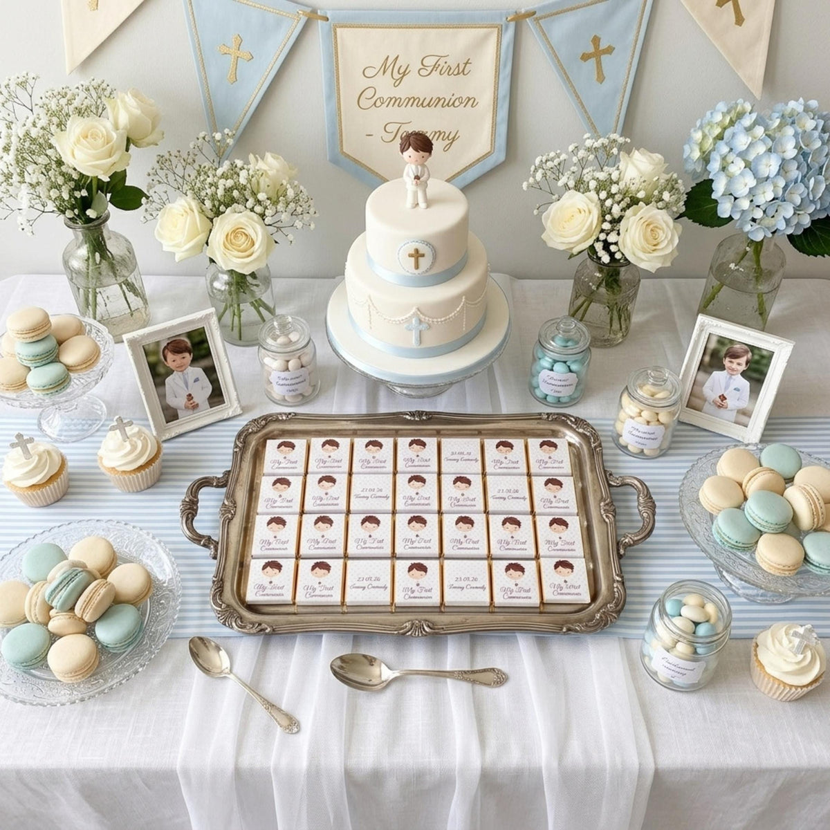 Personalised First Holy Communion Favours for Boys - Religious Chocolate Treats - Communion Guest Gifts