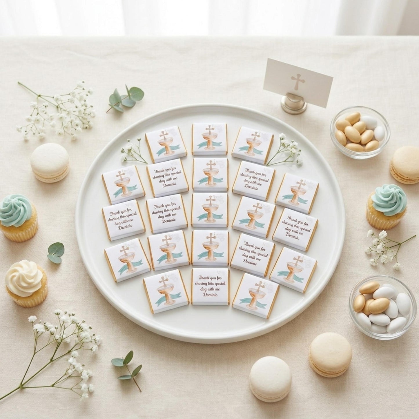 Personalised First Communion Chocolate Favours – Custom Religious Guest Treats