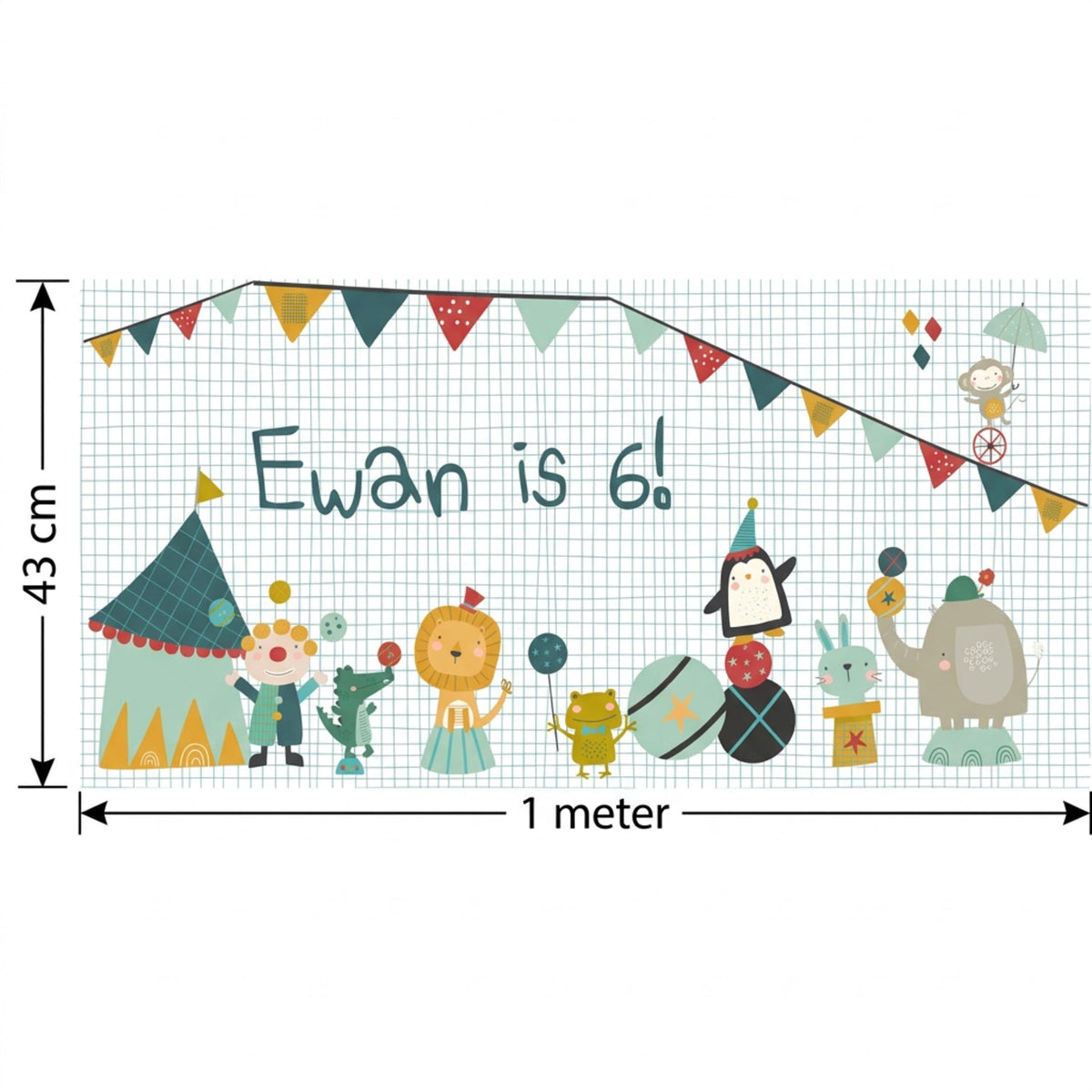 Personalised Circus Birthday Banner, Custom Carnival Party Backdrop, Welcome Party Sign