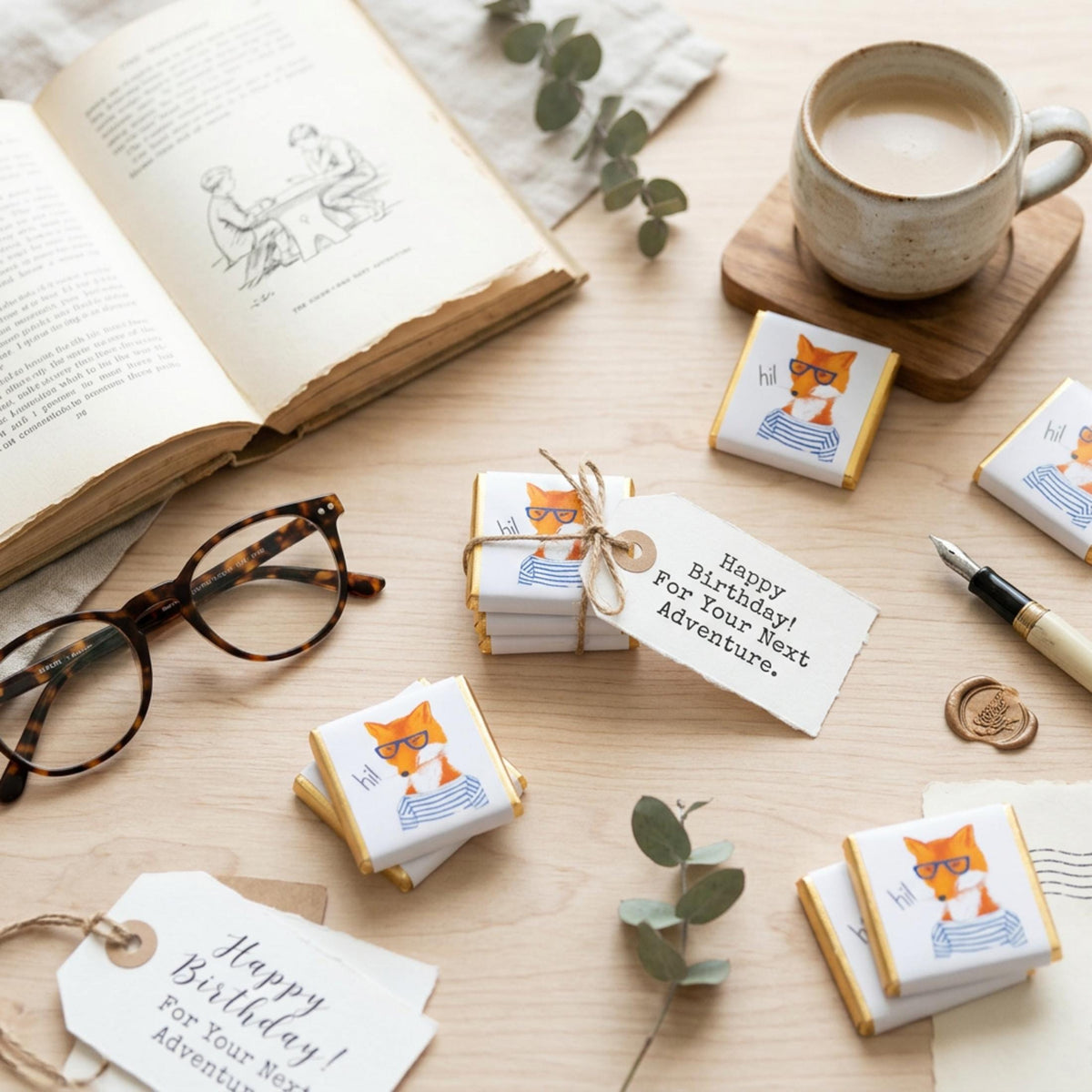 Personalised Fox Chocolates – Book Lover Party Favours, Birthday Treats