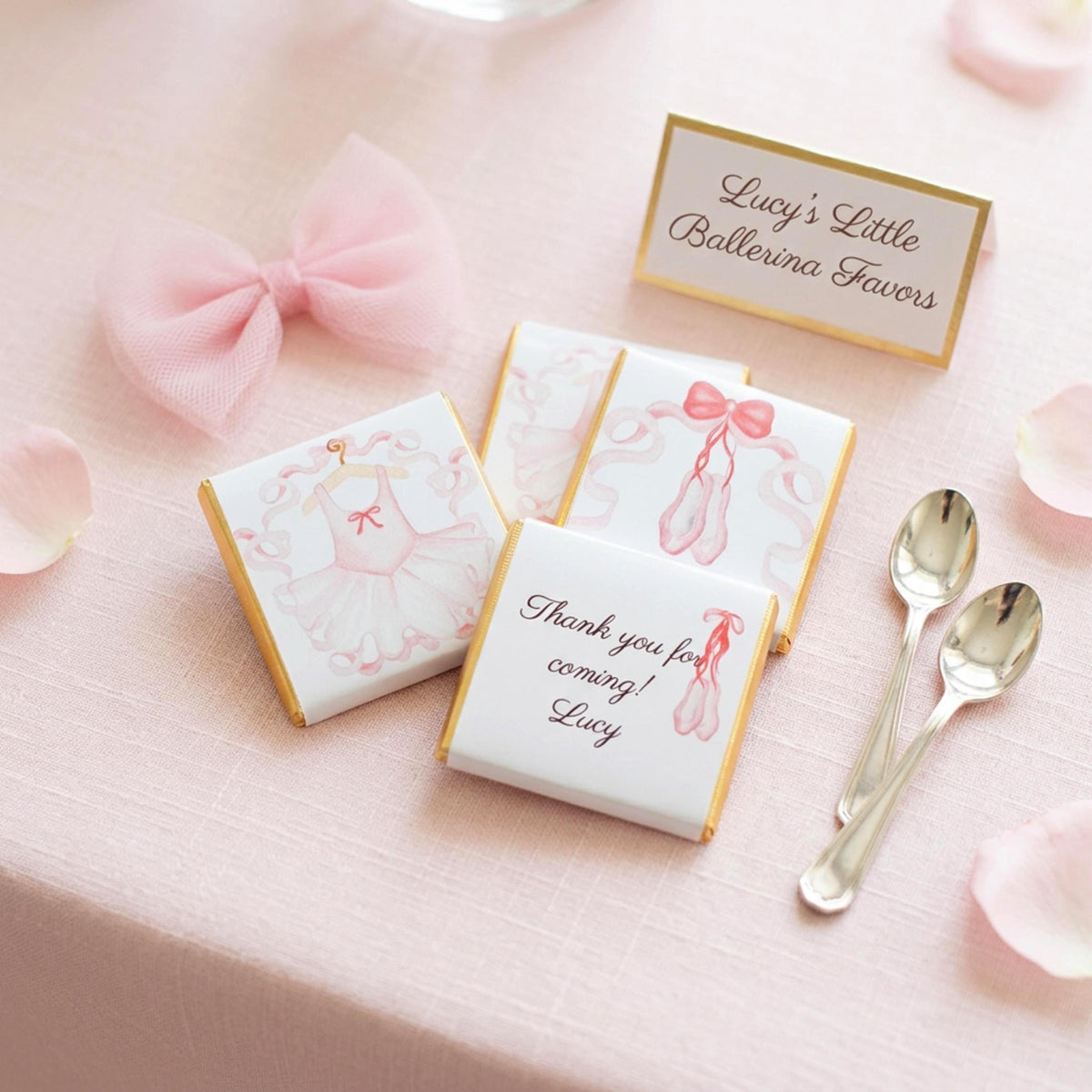 Personalised Ballerina Chocolate Favours - Ballet Party Bag Fillers - Pink Dance Theme Birthday Treats