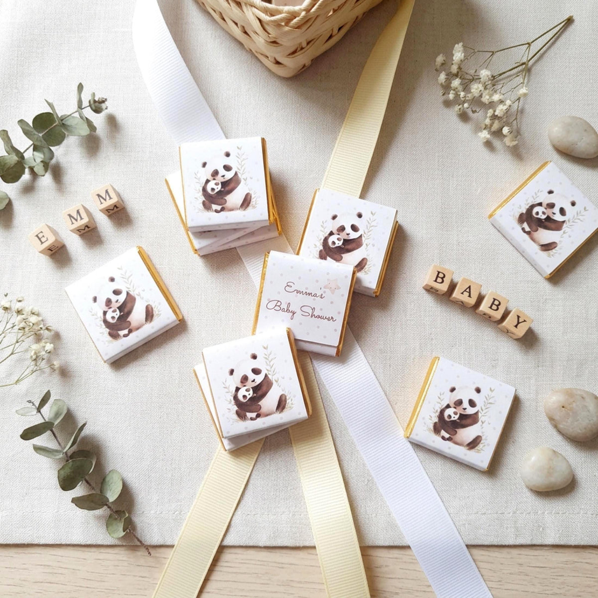Personalised Panda Baby Shower Chocolate Favours – Mama and Baby Treats