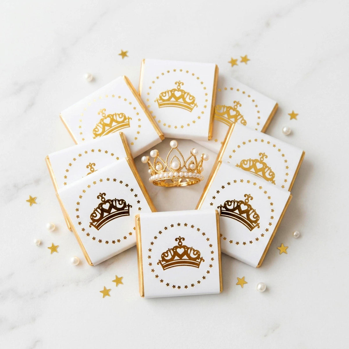Personalised Princess Tiara Party Favours – Girls Birthday Treats Gold Foiled