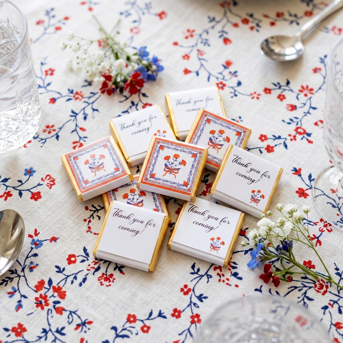 Personalised Thank You Party Favours – Red Floral Birthday Treats