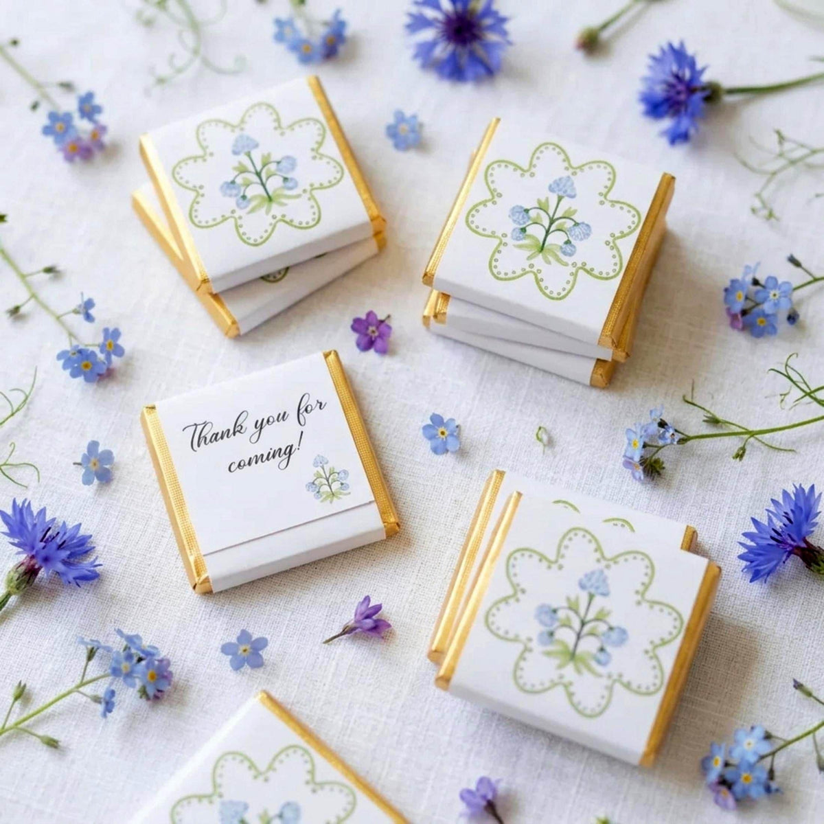 Personalised Blue Floral Party Favours – Wedding Thank You Chocolates