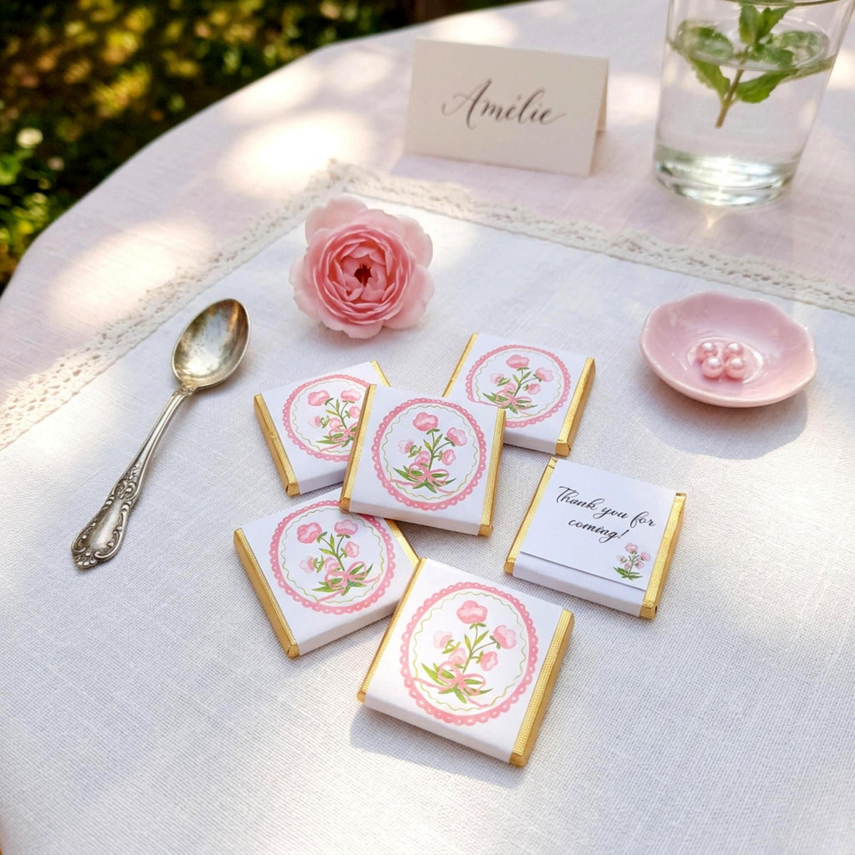 Personalised Coquette Party Favours – Floral Birthday thank you treats