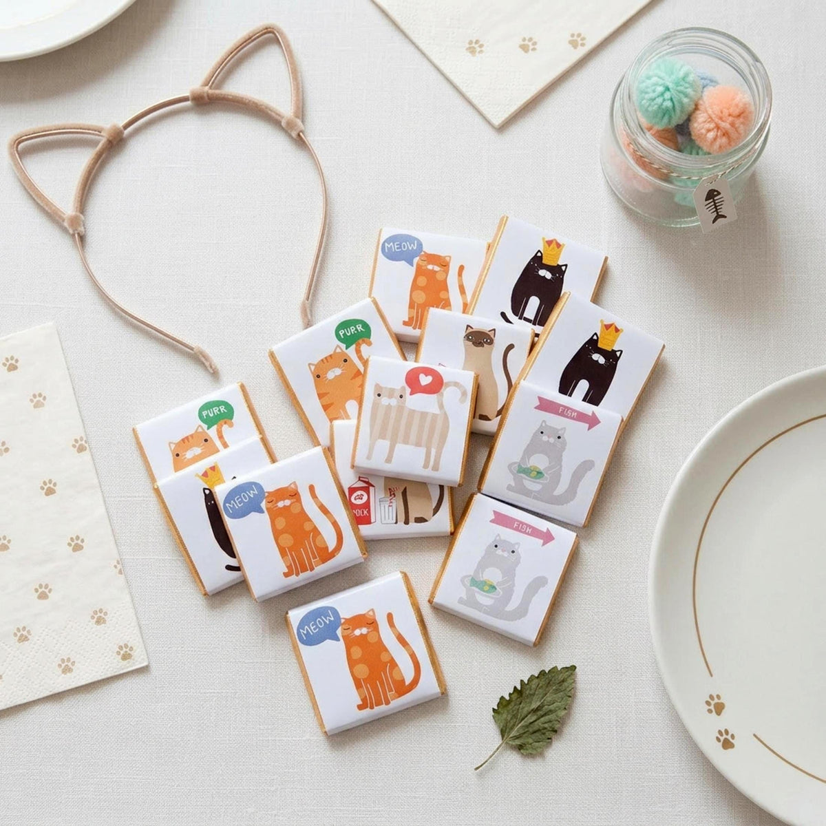 Personalised Cat Chocolate Favours – Kitten Theme Party Treats