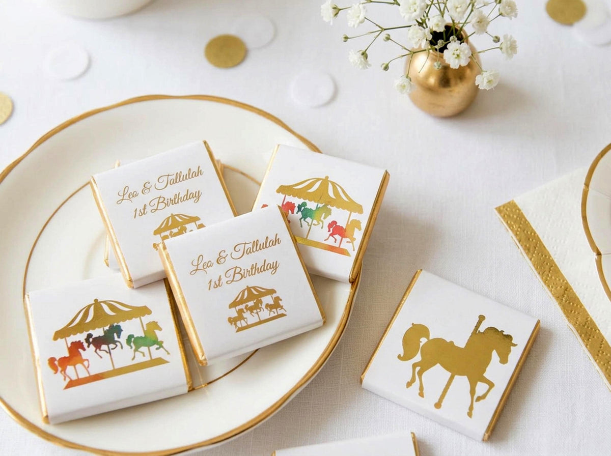 Personalised Carousel Horse Party favours – Unisex 1st Birthday Treats