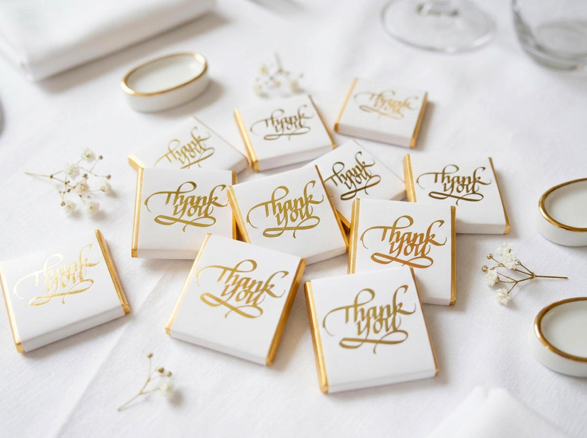 Personalised Gold Thank You Party Favours