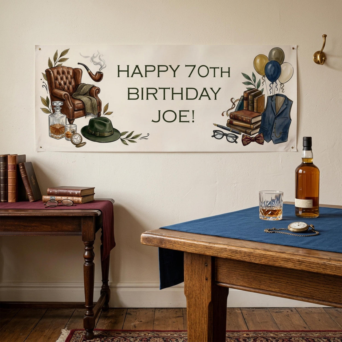 Personalised Gentleman Birthday Banner for Him, Men Milestone Party Poster