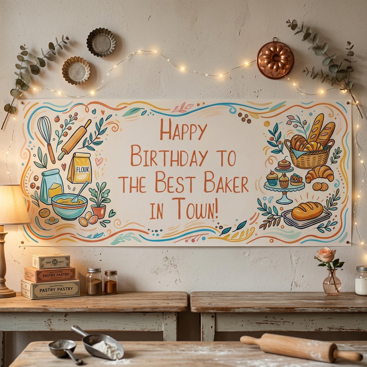 Personalised Baker Birthday Banner - Artisan Baking Party Decor for Cake Makers