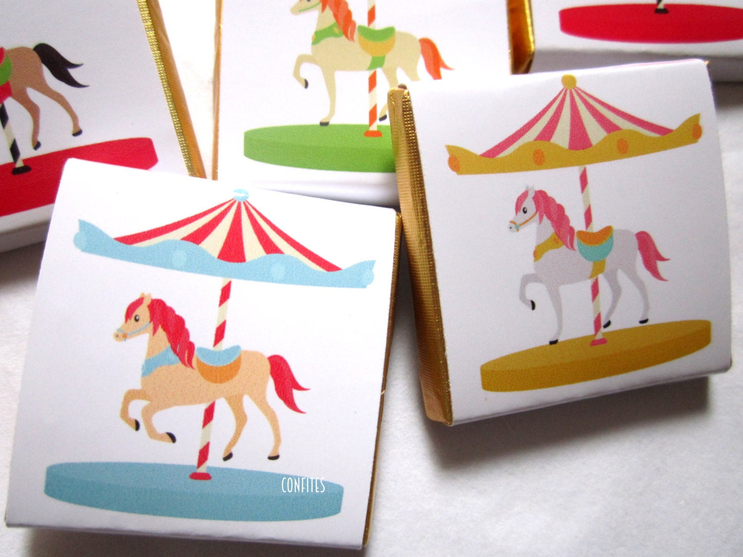 Personalised Horse Carousel Party Favours - Carnival Birthday Chocolate Treats - Custom Fairground Guest Gifts