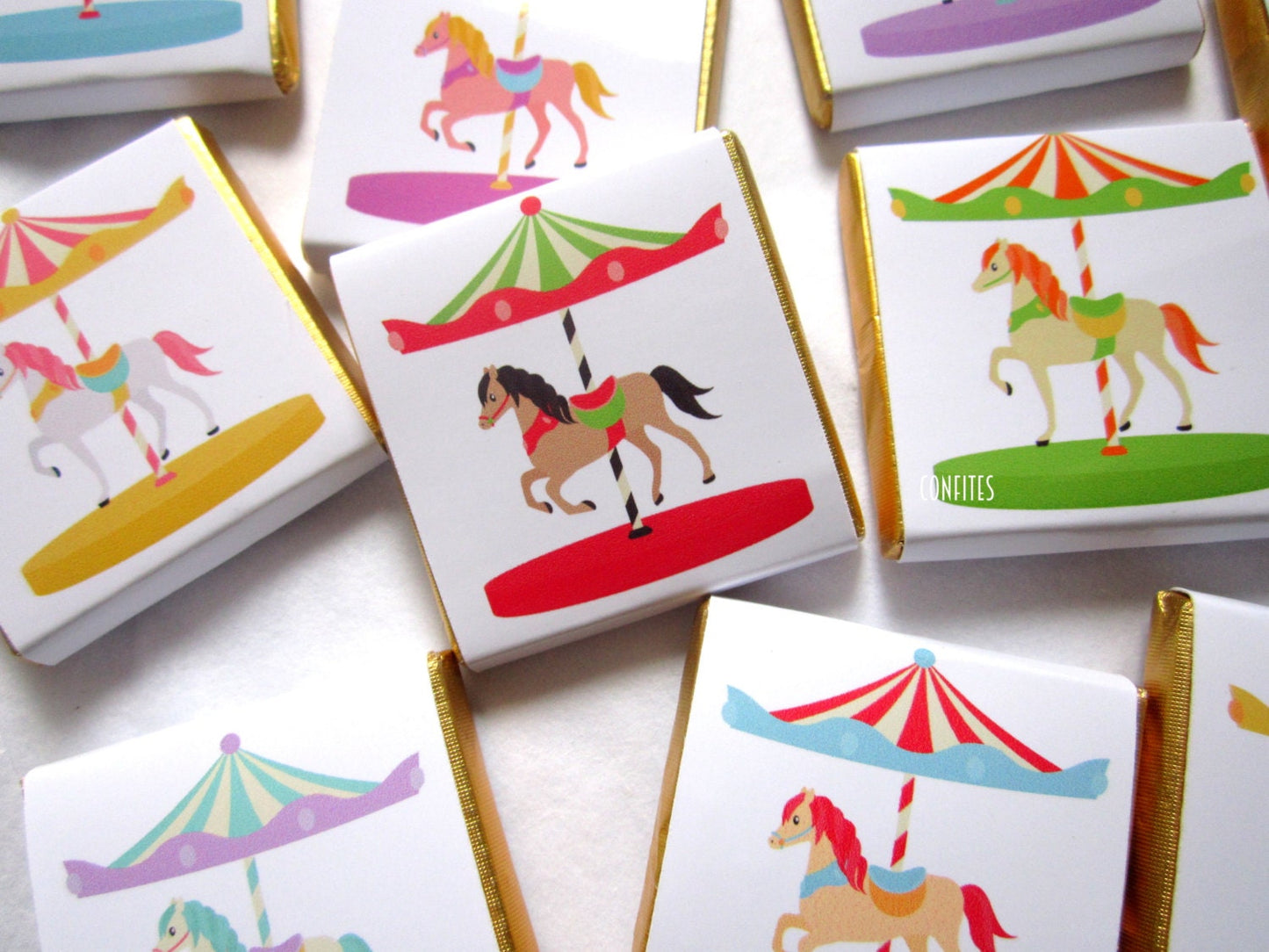Personalised Horse Carousel Party Favours - Carnival Birthday Chocolate Treats - Custom Fairground Guest Gifts