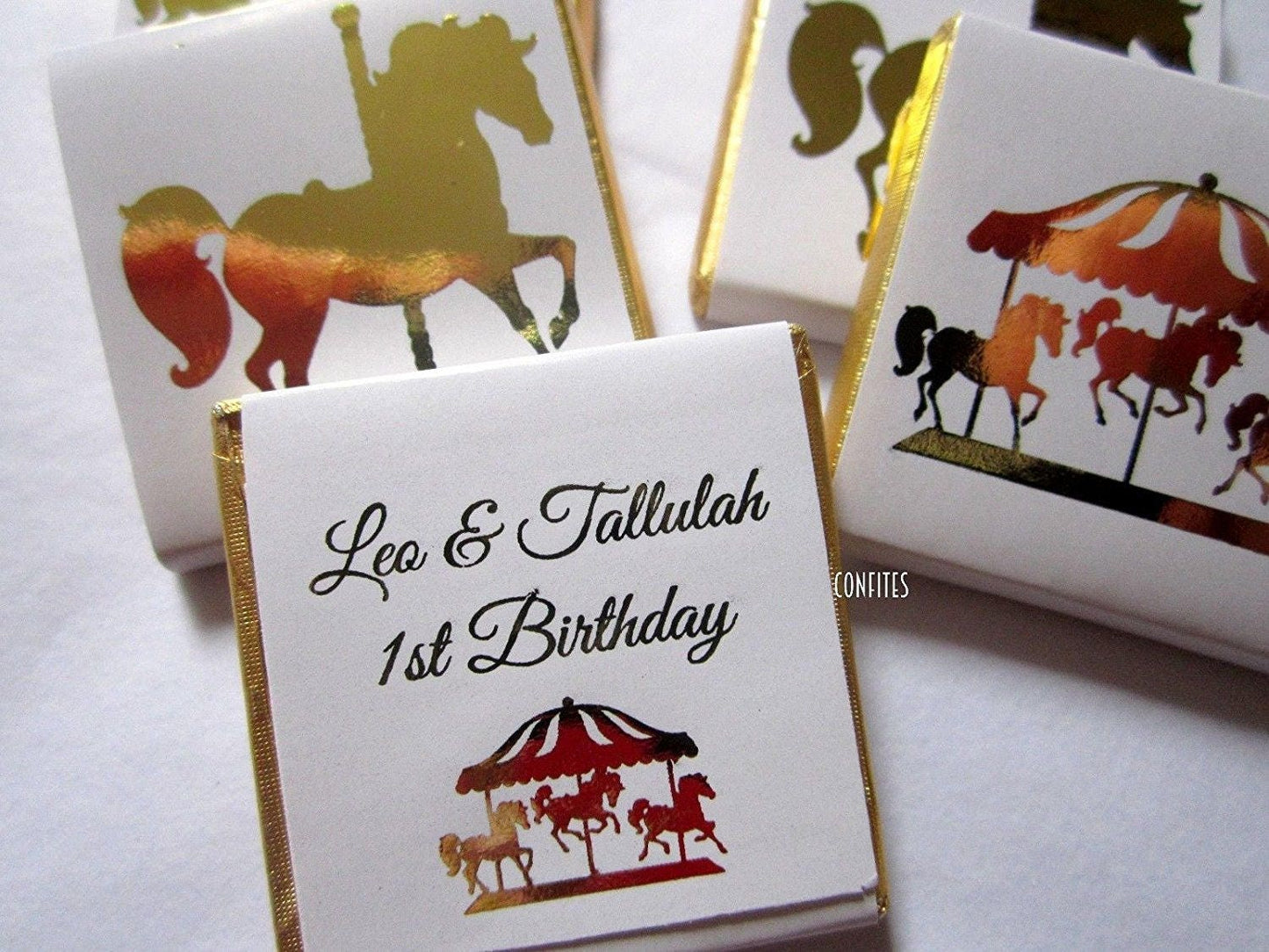 Personalised Carousel Horse Party favours – Unisex 1st Birthday Treats