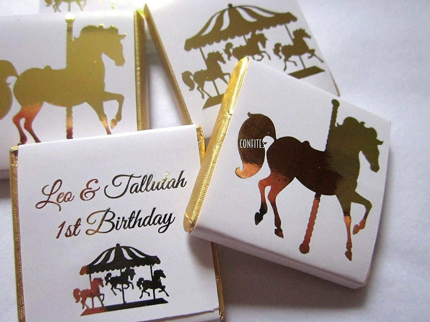 Personalised Carousel Horse Party favours – Unisex 1st Birthday Treats