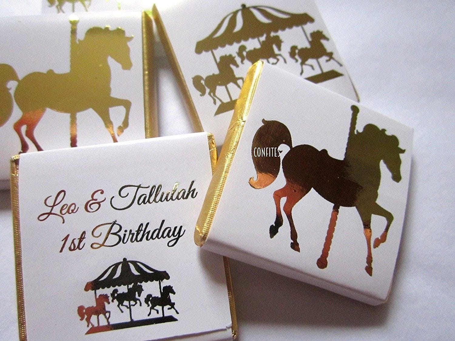 Personalised Carousel Horse Party favours – Unisex 1st Birthday Treats
