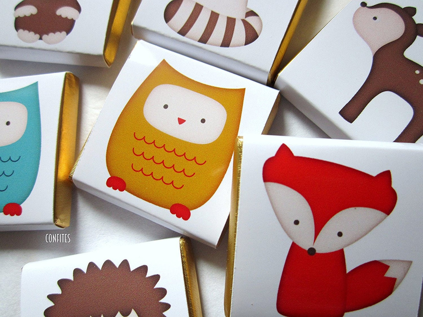 Personalised Woodland Chocolate Favours – Forest Animal Birthday Treats, Baby Shower Bag Fillers
