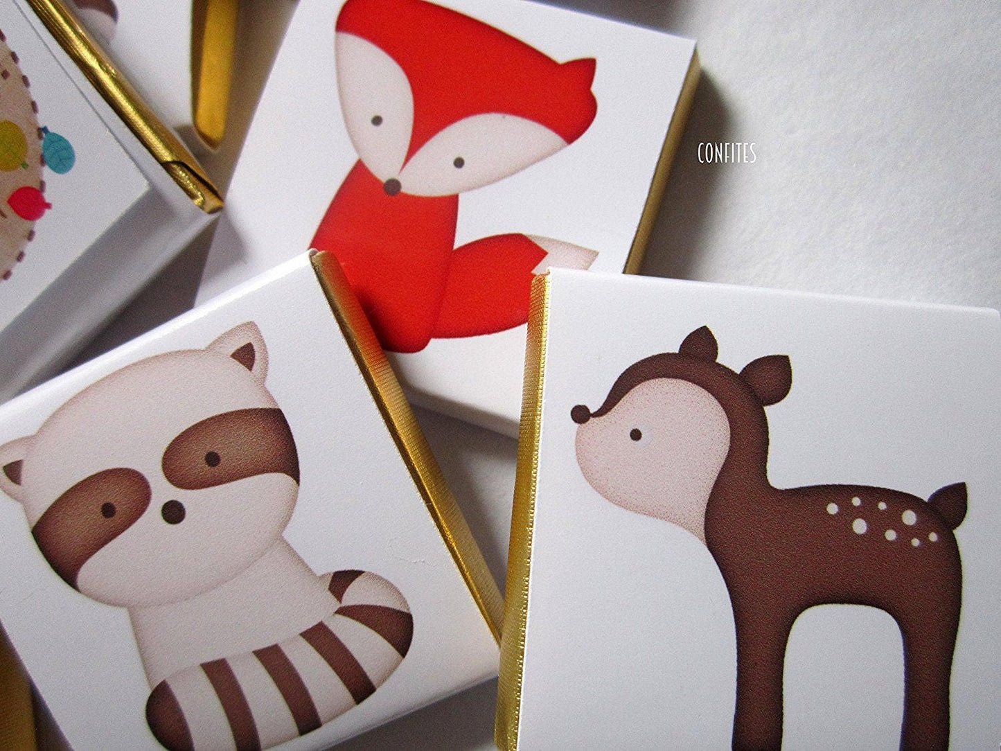Personalised Woodland Chocolate Favours – Forest Animal Birthday Treats, Baby Shower Bag Fillers