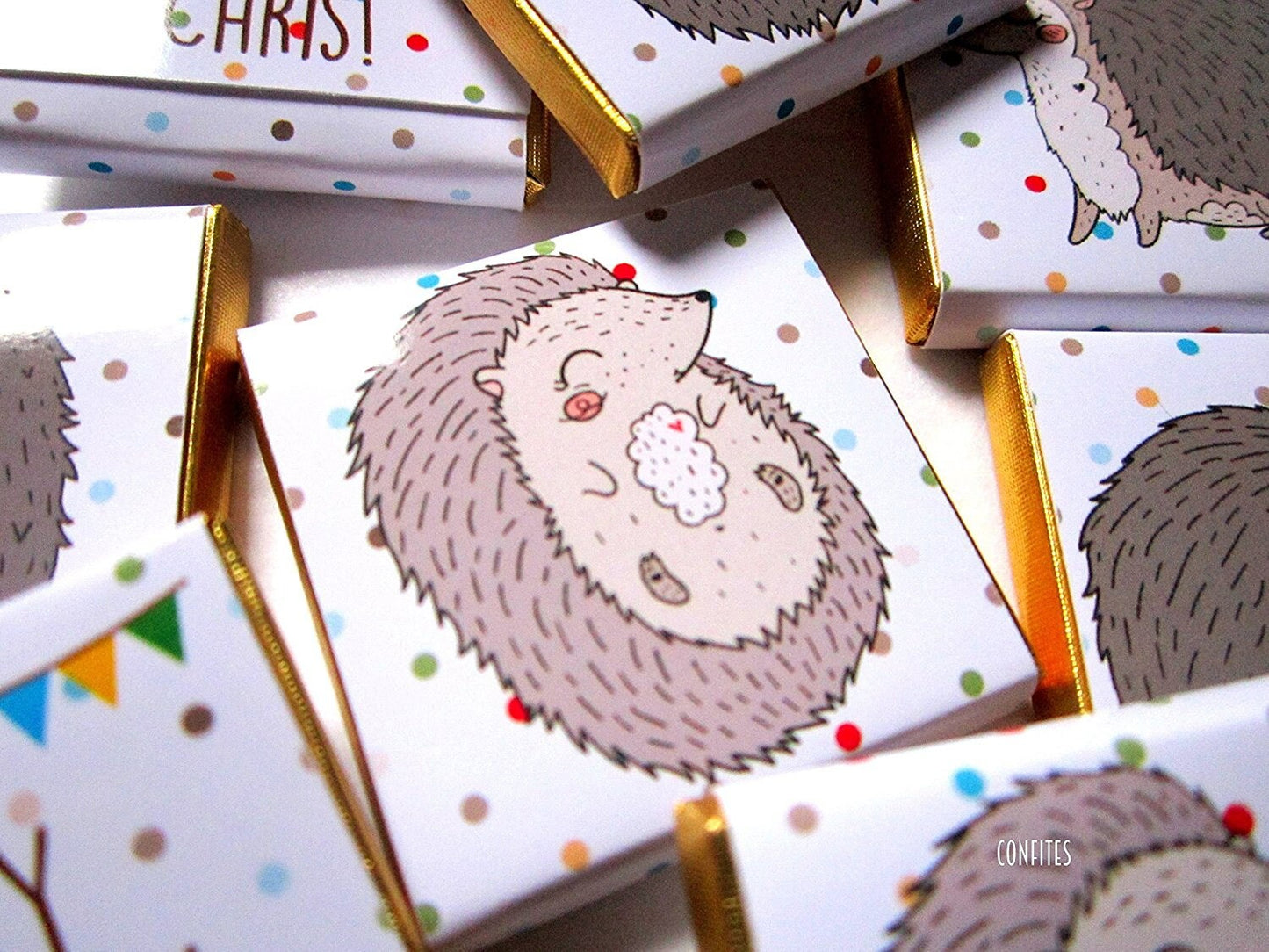 Personalised Hedgehog Birthday Chocolates – Woodland Party Favours, Custom Guest Gifts