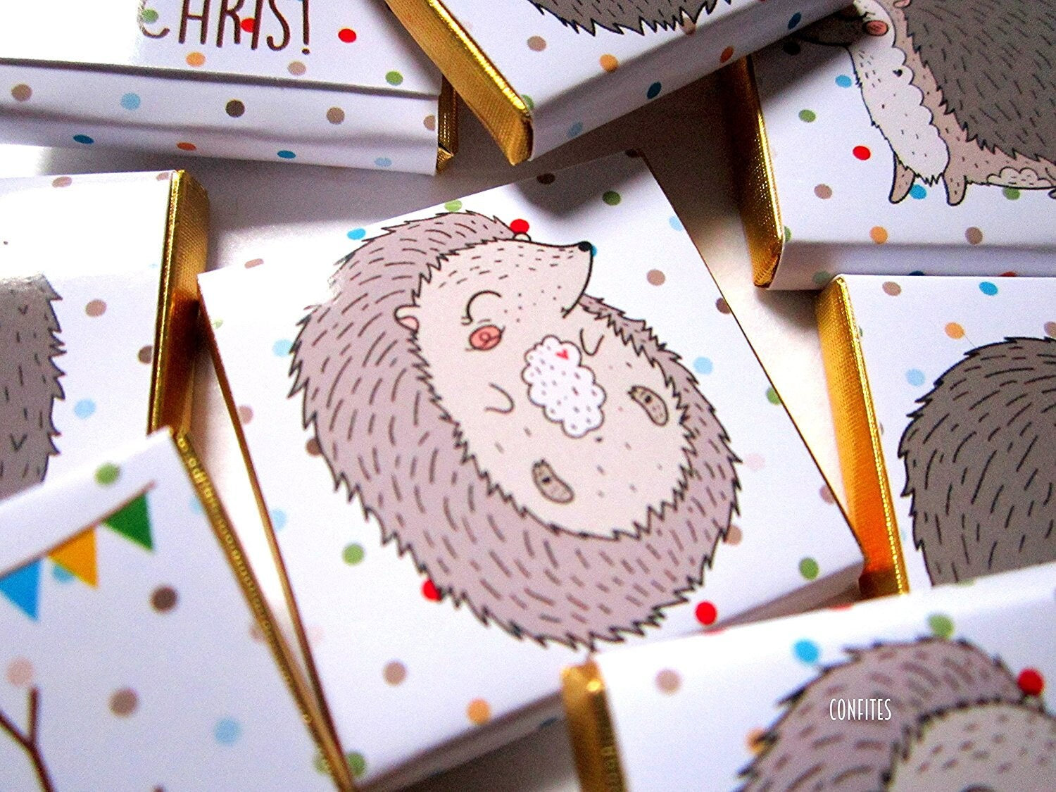 Personalised Hedgehog Birthday Chocolates – Woodland Party Favours, Custom Guest Gifts