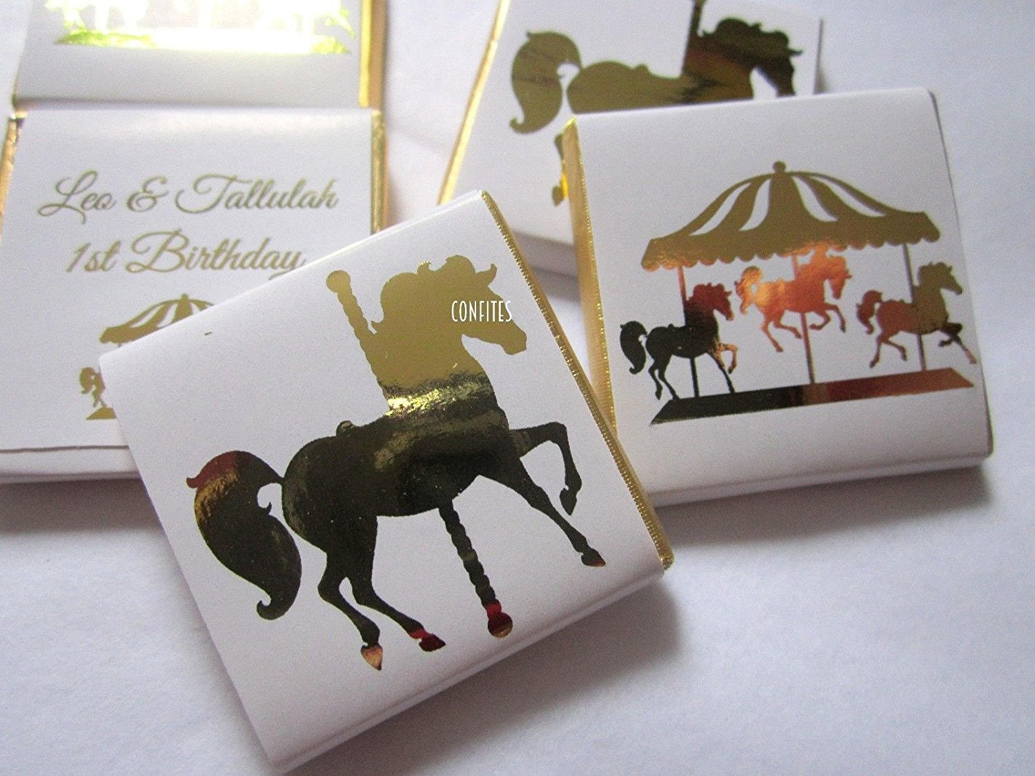 Personalised Carousel Horse Party favours – Unisex 1st Birthday Treats