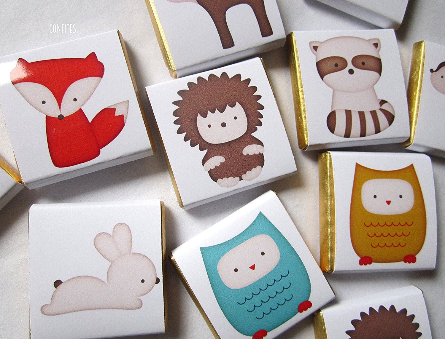 Personalised Woodland Chocolate Favours – Forest Animal Birthday Treats, Baby Shower Bag Fillers